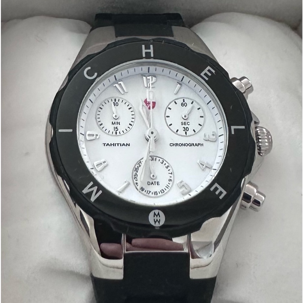 Michele Jellybean Balck Dial with Black Sikicone Strap Women’s Watch